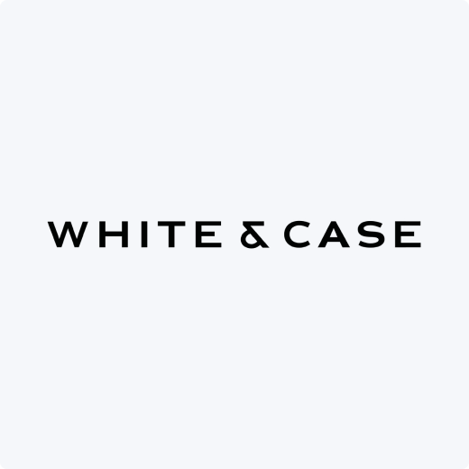 White & Case logo, representing international legal services for business formation, mergers, and financial regulations in Dubai.