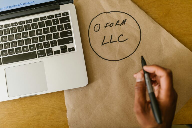 A pictorial showing an LLC company formation written on a paper.