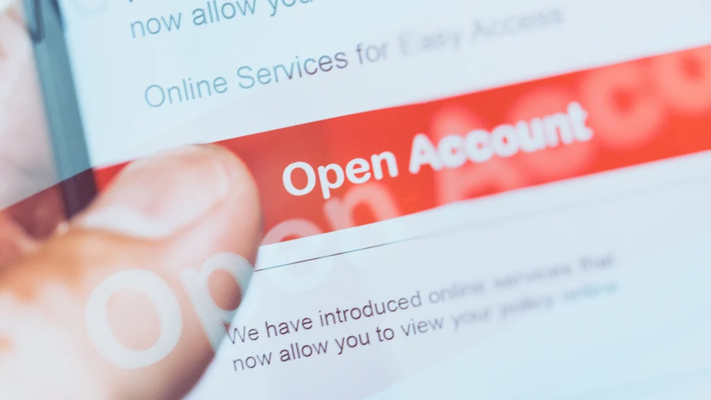 a person clicking on a button to open their account