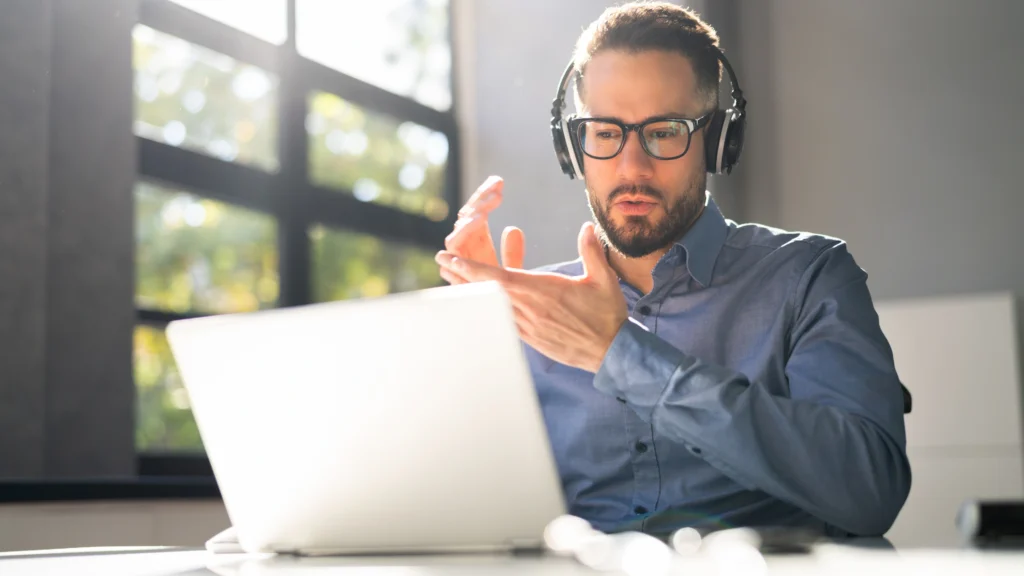 a manager holding a webinar