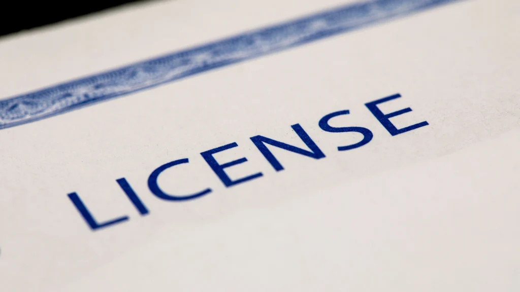 the word license in focus on a document