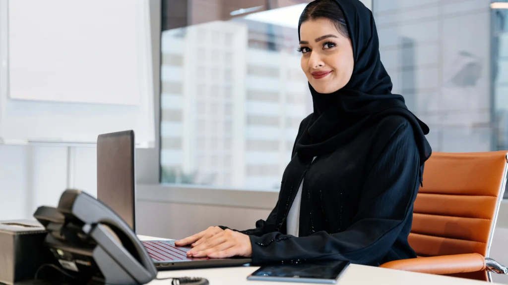a woman from the UAE in her office