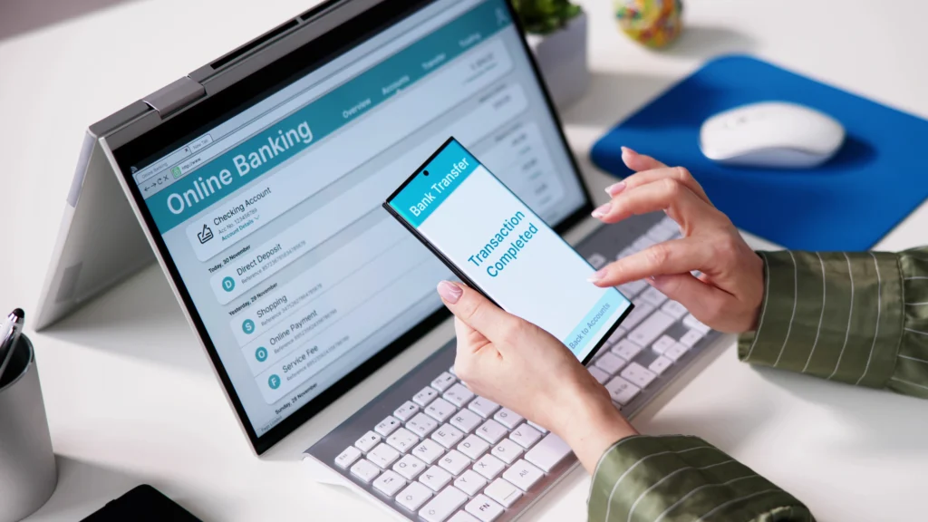 een online overdracht wordt voltooid