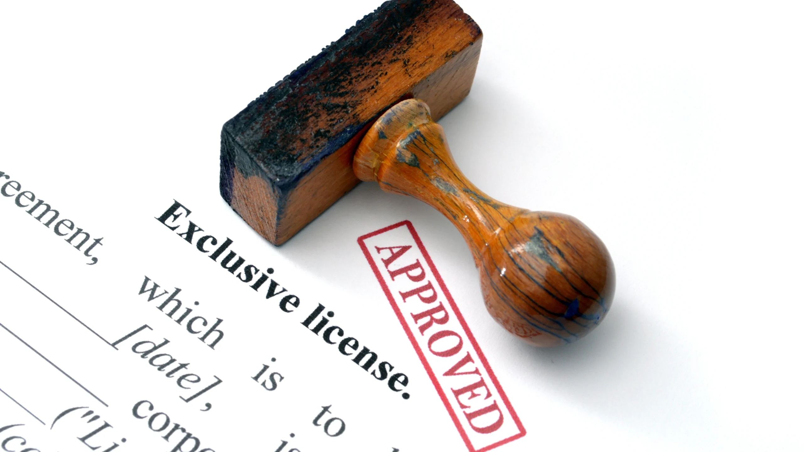 a license document that has an approved mark stamped on it