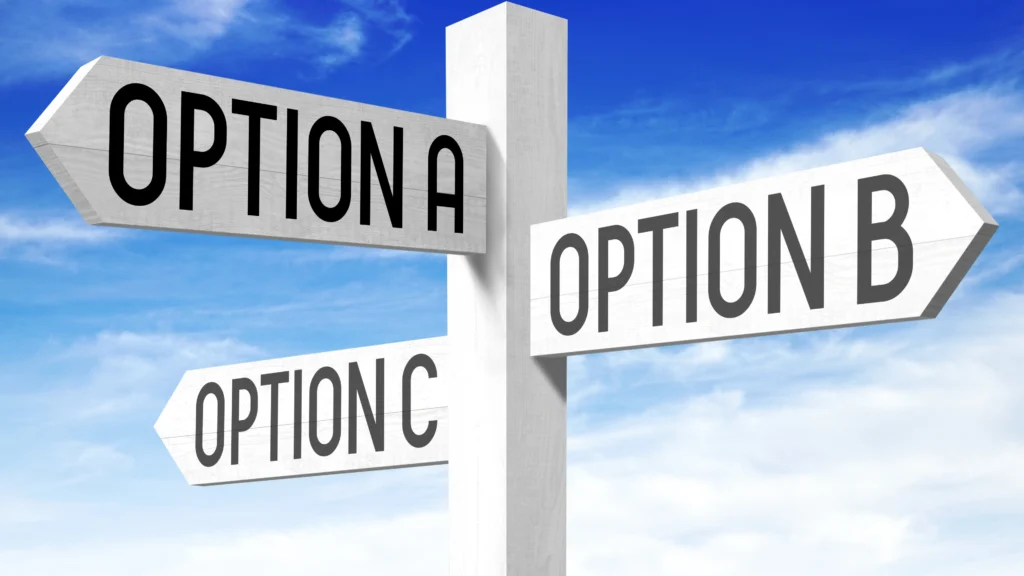 a graphic that shows three different options to choose between