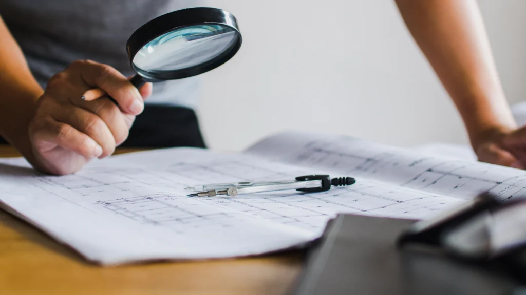 a man going over documents with a magnifying glass