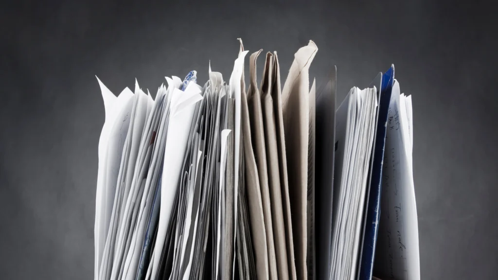 documents stacked together without order